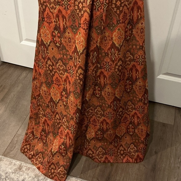 Vintage Brown Orange A-Line Maxi Hook and Eye Zip Shimmer Skirt Size Medium? - Picture 7 of 10